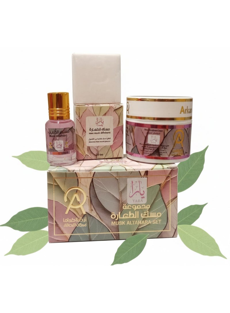 مجموعة مسك طهارة أركان العود من 3 قطع عناية شخصية كاملة انتعاش أصلي رائحة يارا - Image 1